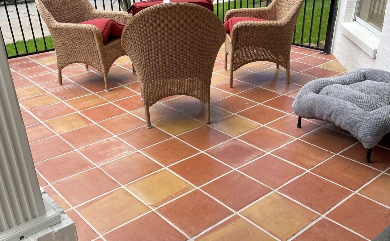 Outdoor patio tile installed by Viking Carpet One